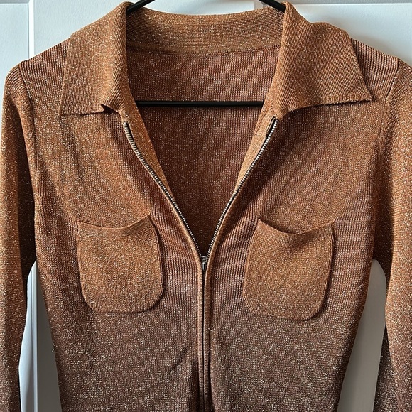 Lurex 3/4 Zip Ombré Top - Picture 3 of 9